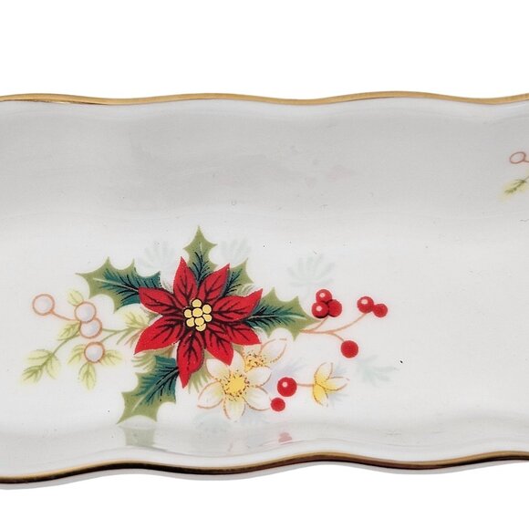 Royal Albert Mint Tray Bone China Poinsettia Floral Rectangular England 1976 - Picture 7 of 10
